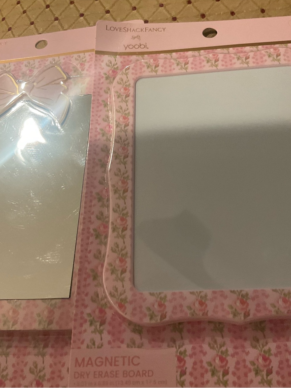 Yoobi LoveShackFancy Pink Magnetic Dry Erase Board and Mirror New